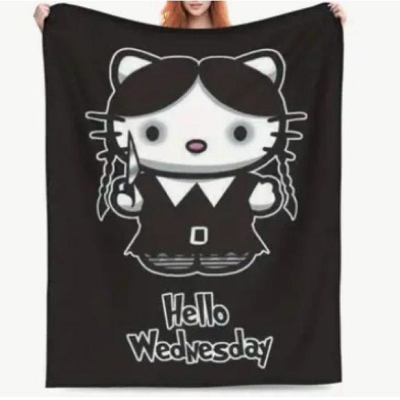 Hello Kitty Other - Hello Kitty Hello Wednesday Halloween plush blanket